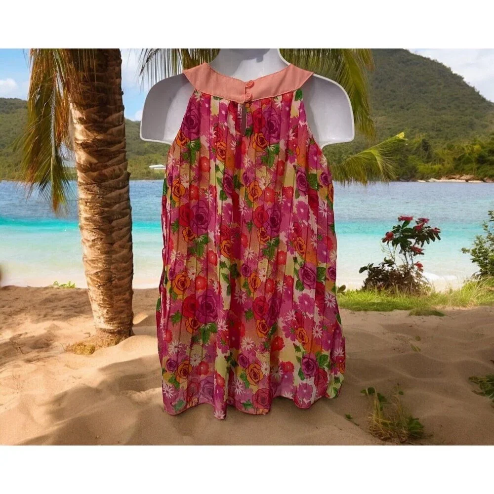 Healthtex Girls Floral Pleated Dress Size 3T Pink Lined